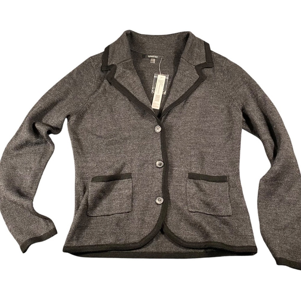 August Silk Womens Gray Charcoal Blazer Cardigan Knit Sweater Jacket
L 509